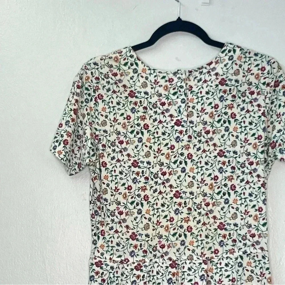 Pierre Cardin Vintage 90’s Y2K Floral Pleated Pockets Square Neck Dress Sz M - Picture 4 of 14